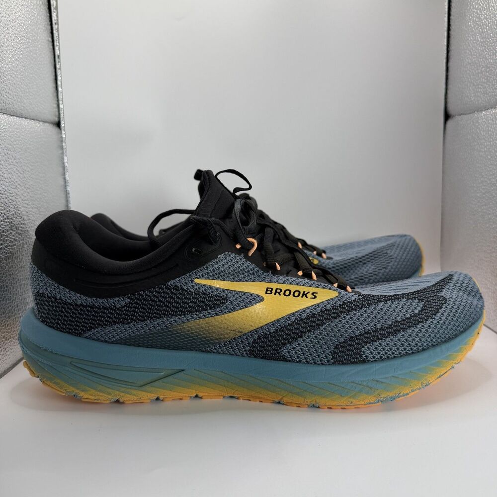 Brooks Revel 7 Shoes Mens Size 13 D Blue Yellow Running Cushioned Trainer